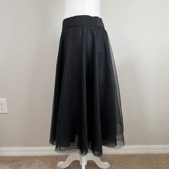 Signature Collection Black Skirt Women's M Midi Tulle Mesh Elastic Waist Formal - Picture 2 of 5